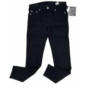 True Religion Women's Halle Mid Rise Super Skinny Jeans Black Dark Wash 32 New